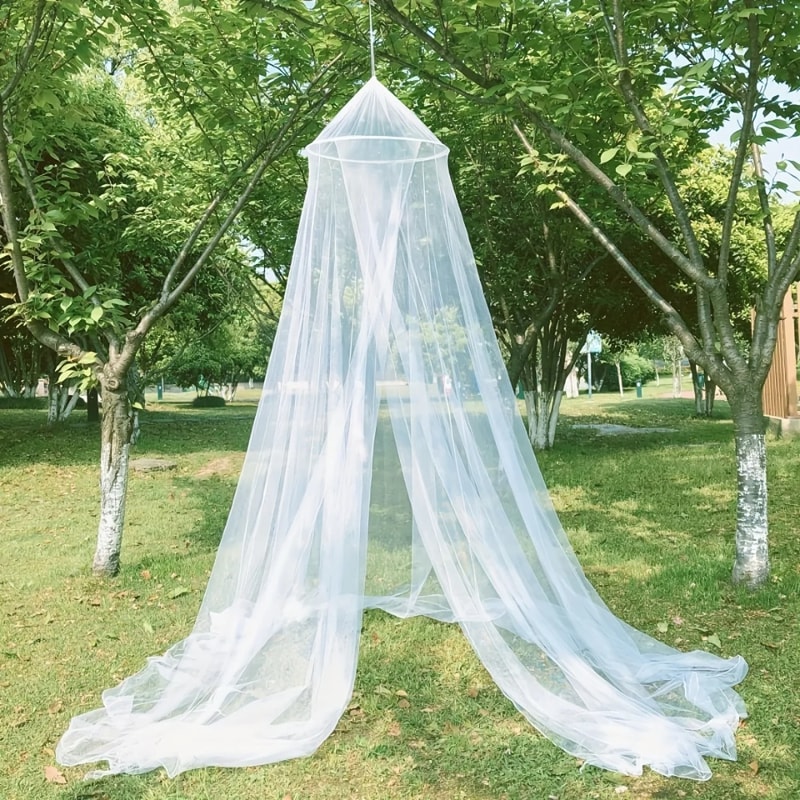 White Mosquito Net Bed Canopy with Zipper for Indoor and Outdoor Insect Protection
