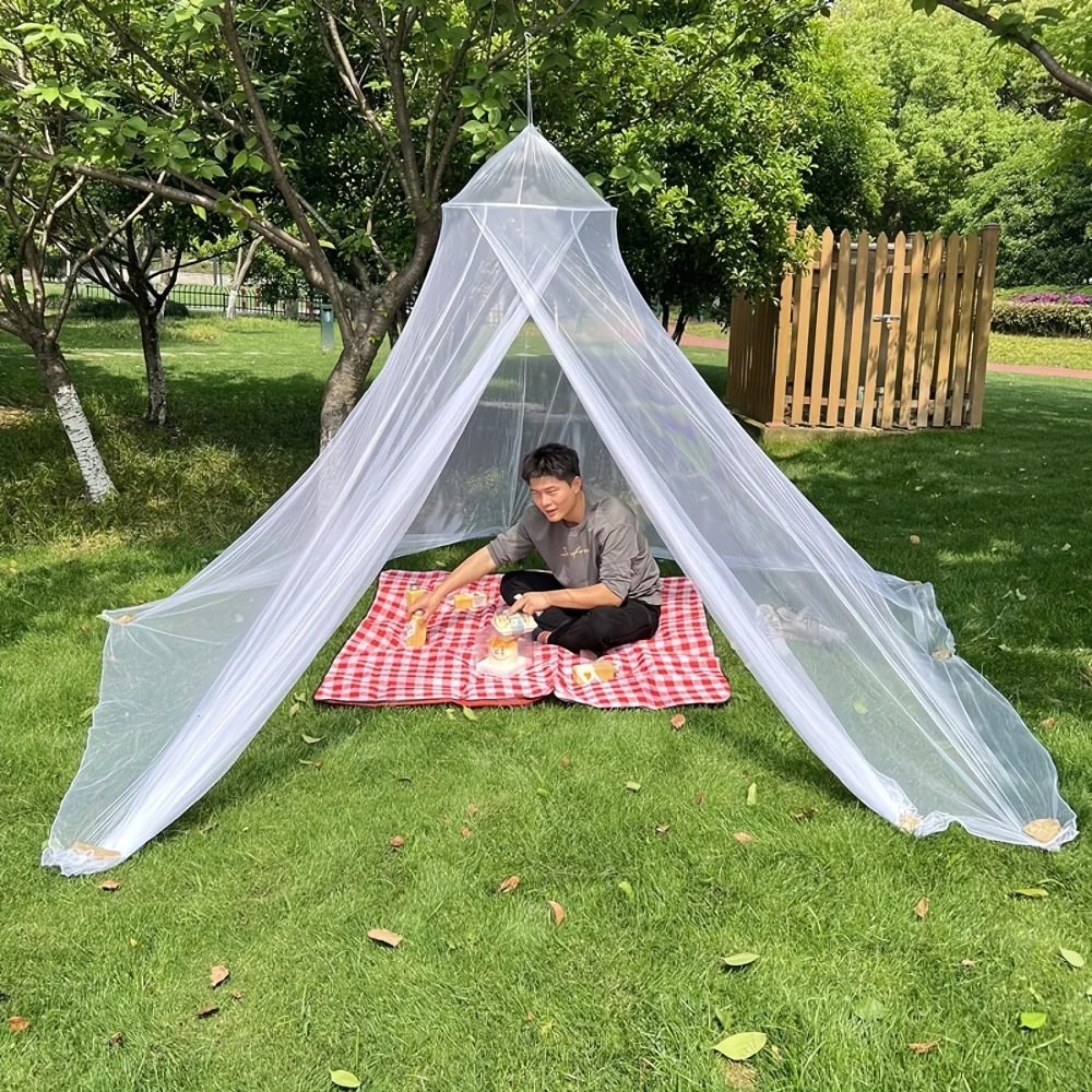 White Mosquito Net Bed Canopy with Zipper for Indoor and Outdoor Insect Protection