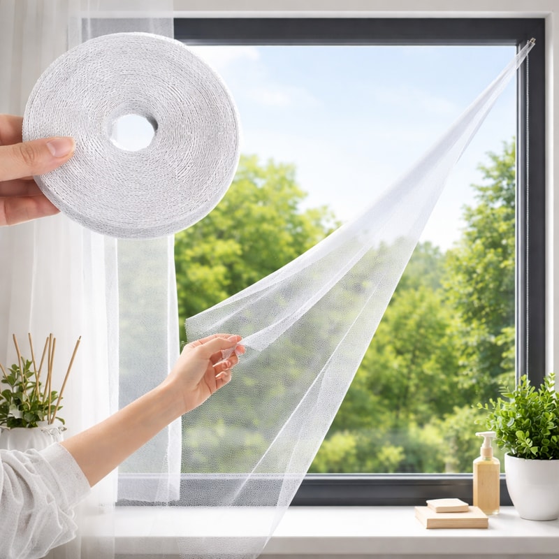 Self Adhesive Window Mosquito Net No Drilling Insect Screen Mesh 0