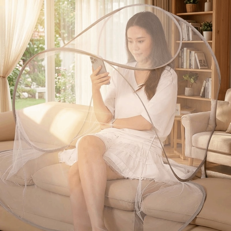 Foldable Mosquito Net Face And Head Cover With Breathable Mesh Stand 4