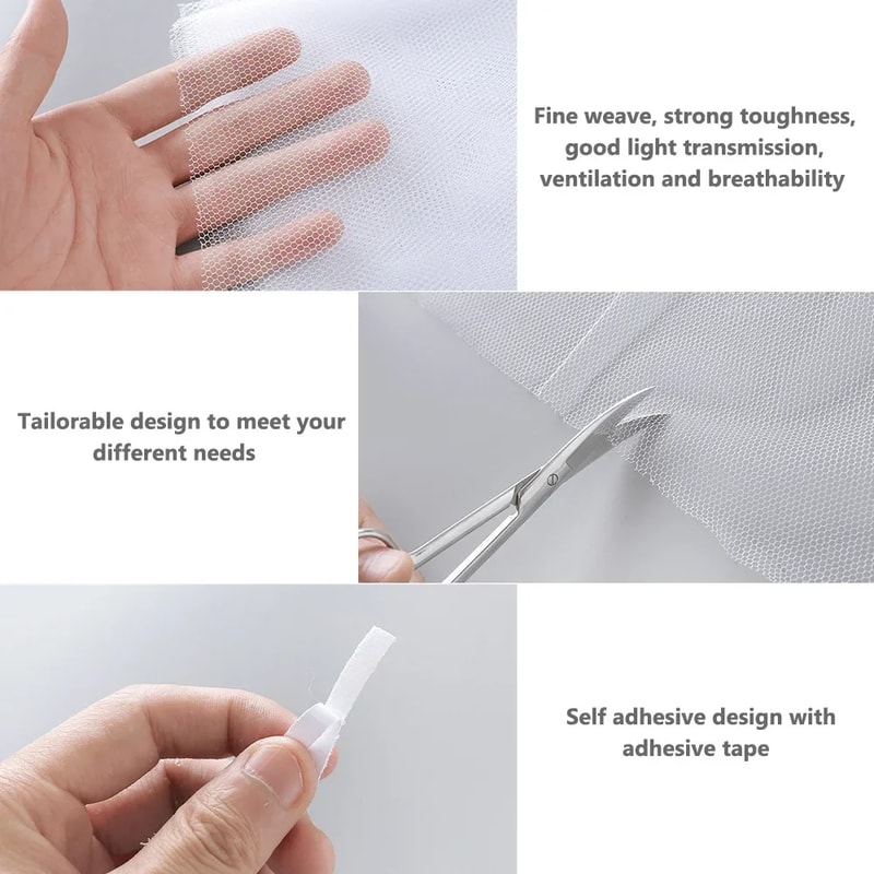 Self Adhesive Mosquito Net Window Screen Mesh DIY Bug Net Curtain