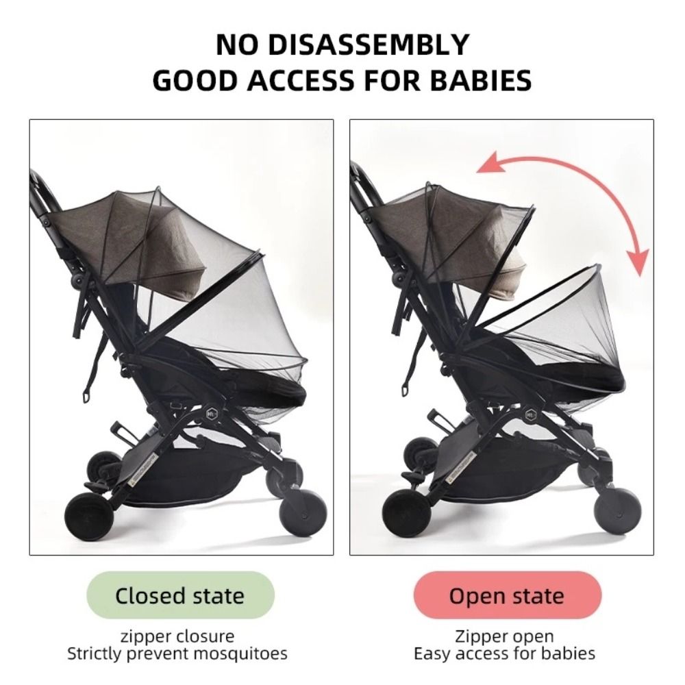 Dual Zipper Baby Stroller Mosquito Net Pushchair Bug Protection Cover