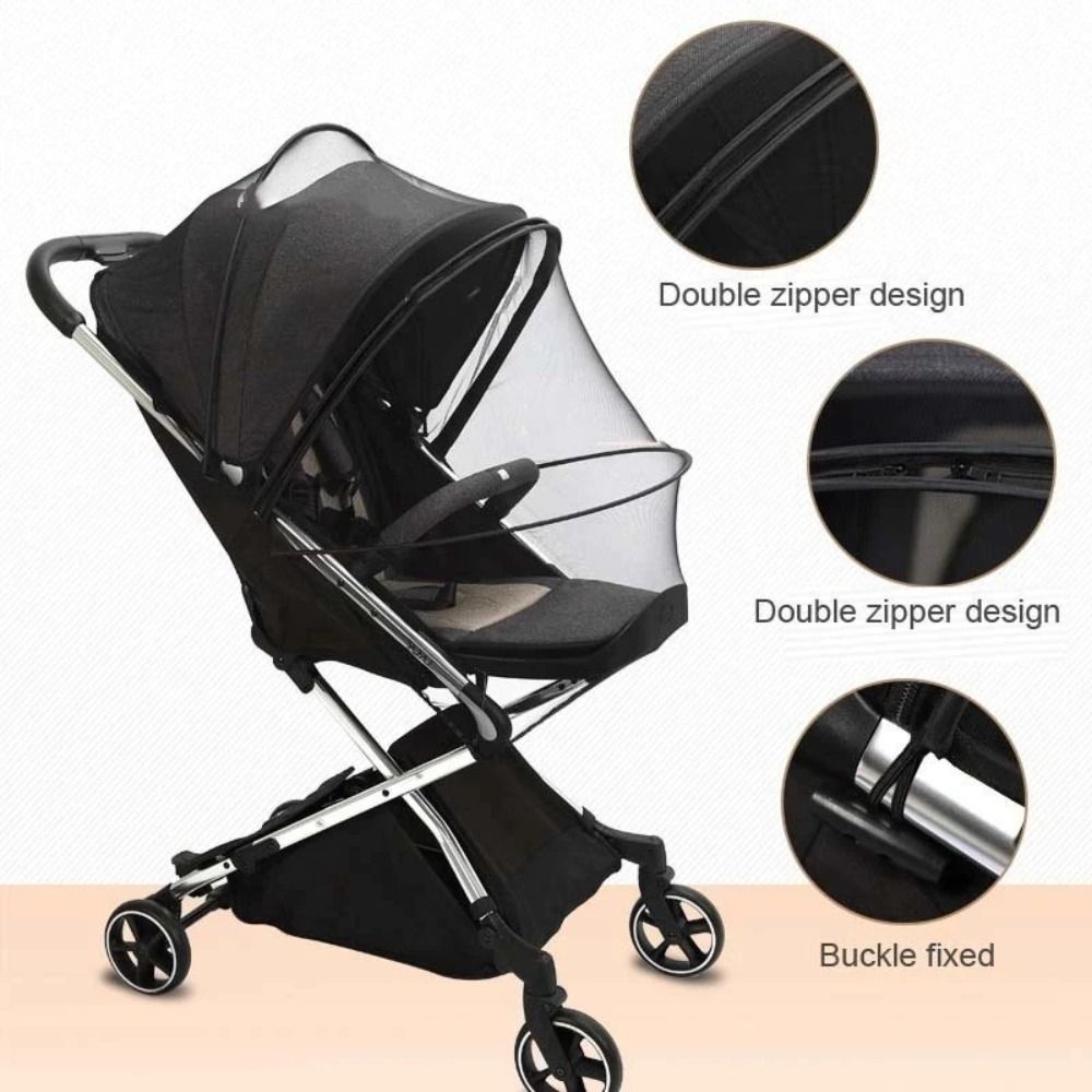 Dual Zipper Baby Stroller Mosquito Net Pushchair Bug Protection Cover