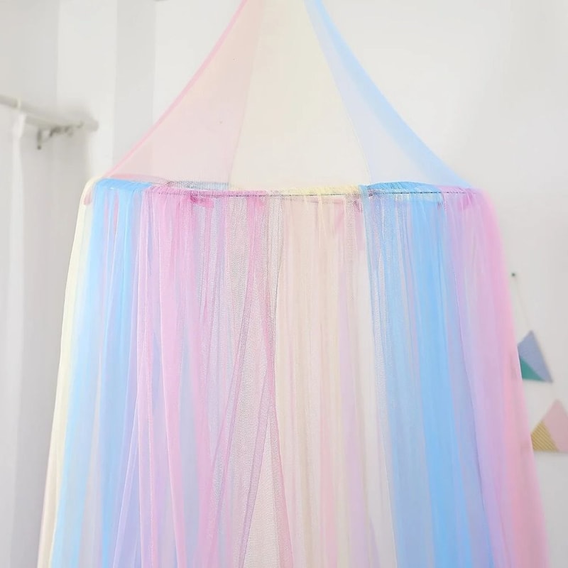 Rainbow Princess Bed Canopy Mosquito Net for Kids Room Decor