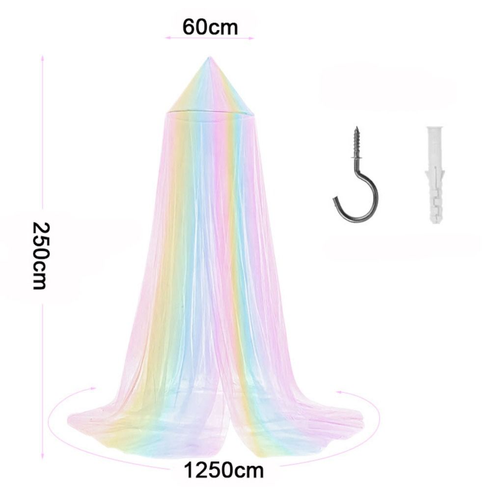 Rainbow Princess Bed Canopy Mosquito Net for Kids Room Decor
