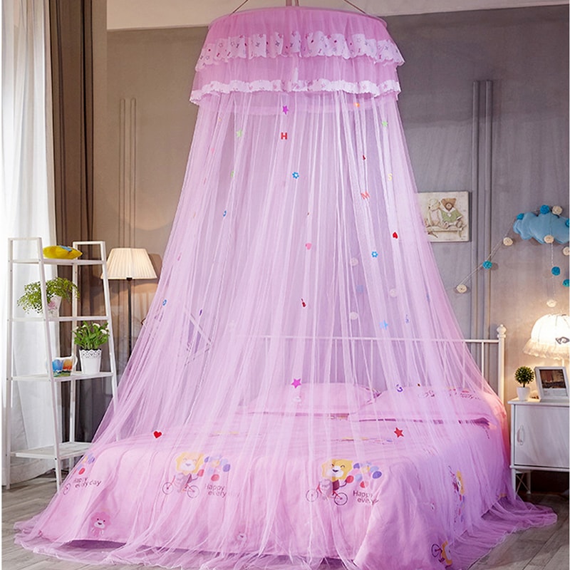 Lace Dome Bed Canopy Mosquito Net for Kids Nursery and Girls Room Decor