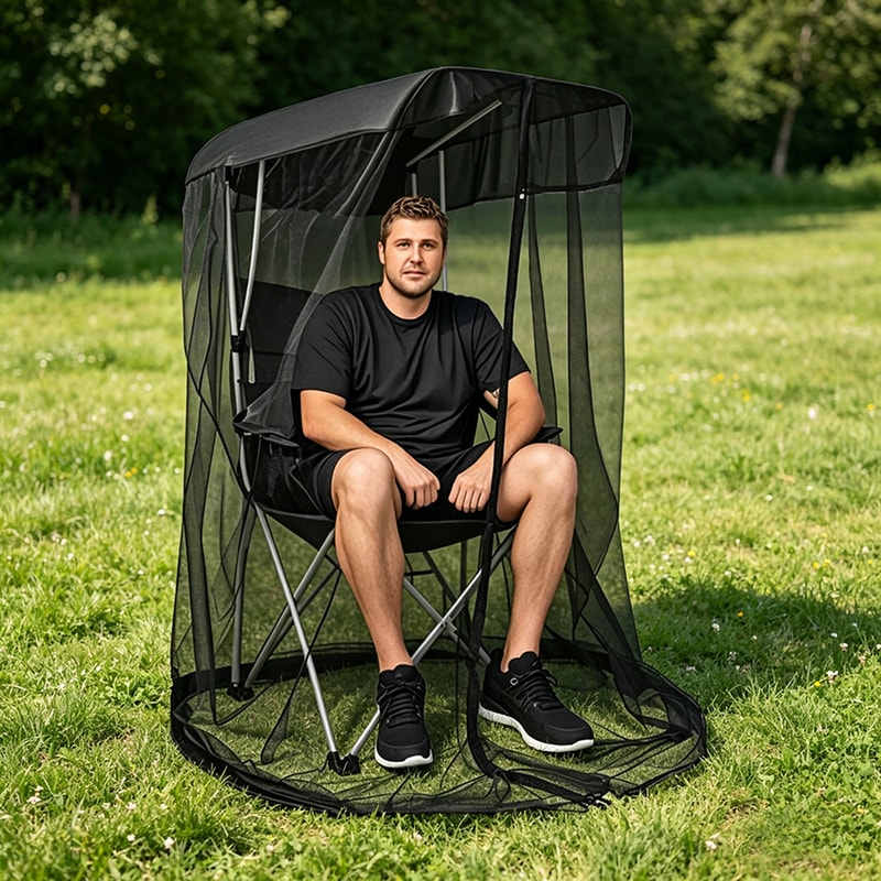 Fishing Swing Mosquito Net With UV Sunshade Cover 2