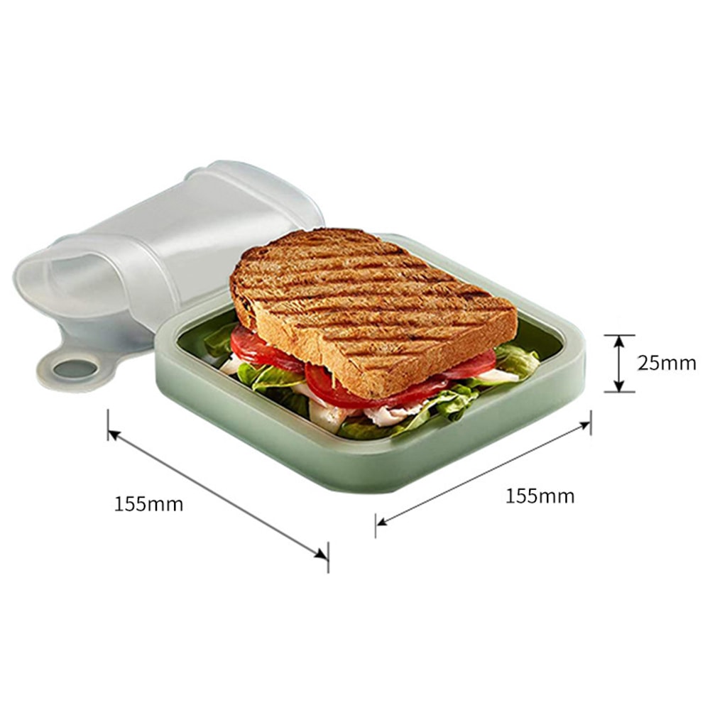 Portable Silicone Sandwich Box With Handle Bento Lunch Container