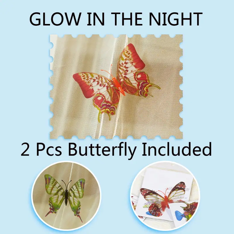Princess Mosquito Net Ceiling Bed Canopy With Luminous Butterfly Decor 3