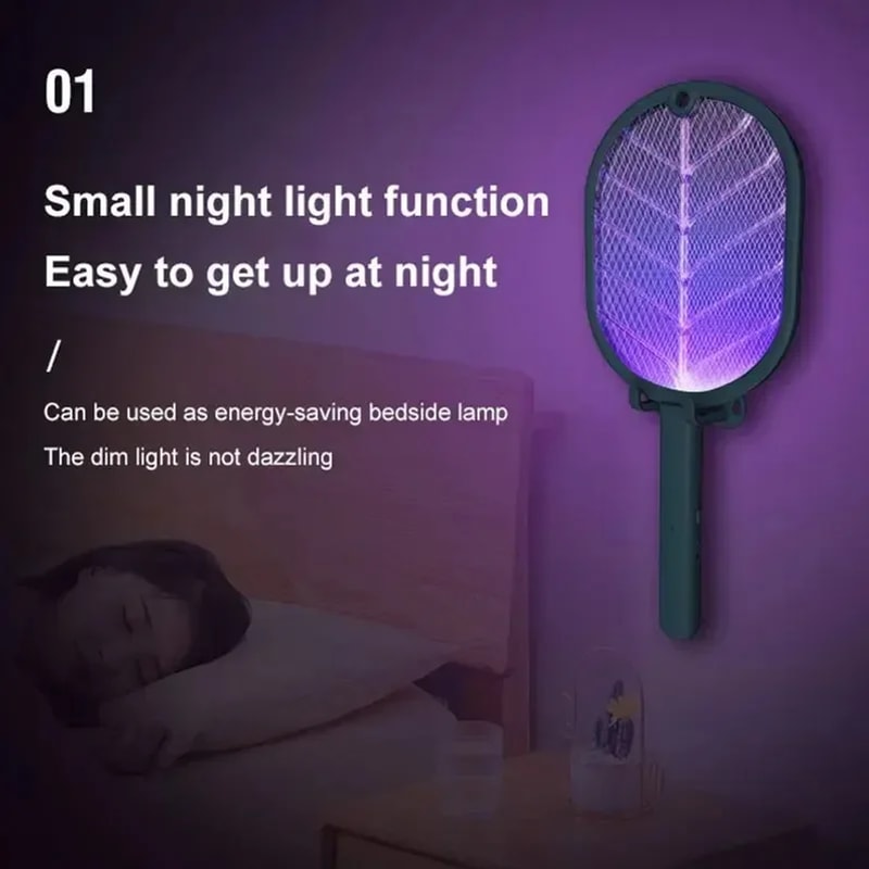 USB Rechargeable Electric Mosquito Swatter Bug Zapper Racket