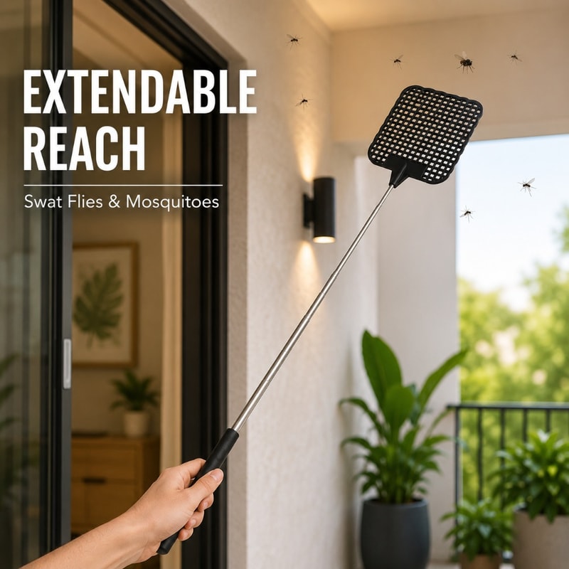 Retractable Fly Swatter With Non Slip Grip For Outdoor Fly Control 2