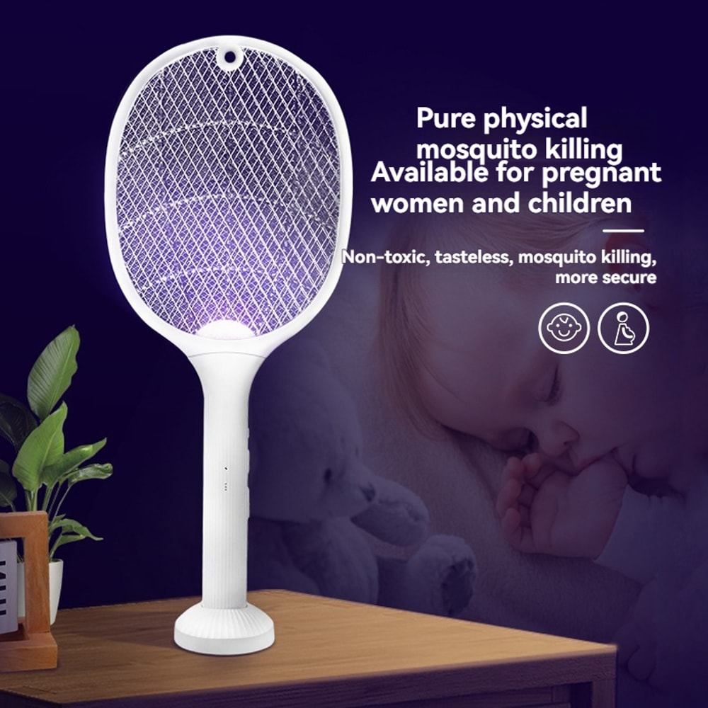 Rechargeable Bug Zapper Racket with Mosquito Trap Base