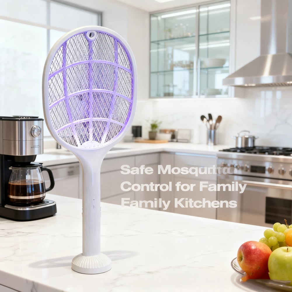 Rechargeable Bug Zapper Racket with Mosquito Trap Base