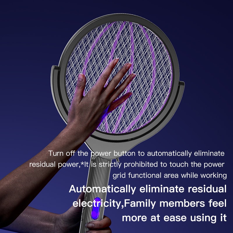 Rotating Head Bug Zapper Racket and Electric Fly Swatter