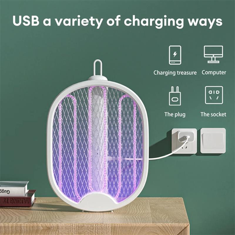 Portable USB Rechargeable Mosquito Swatter & Foldable Electric Bug Zapper