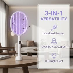 smart electric mosquito zapper with led display & rechargeable mosquito racket base