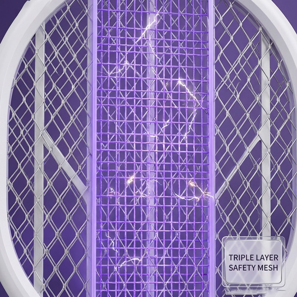 Smart Electric Mosquito Zapper with LED Display & Rechargeable Mosquito Racket Base