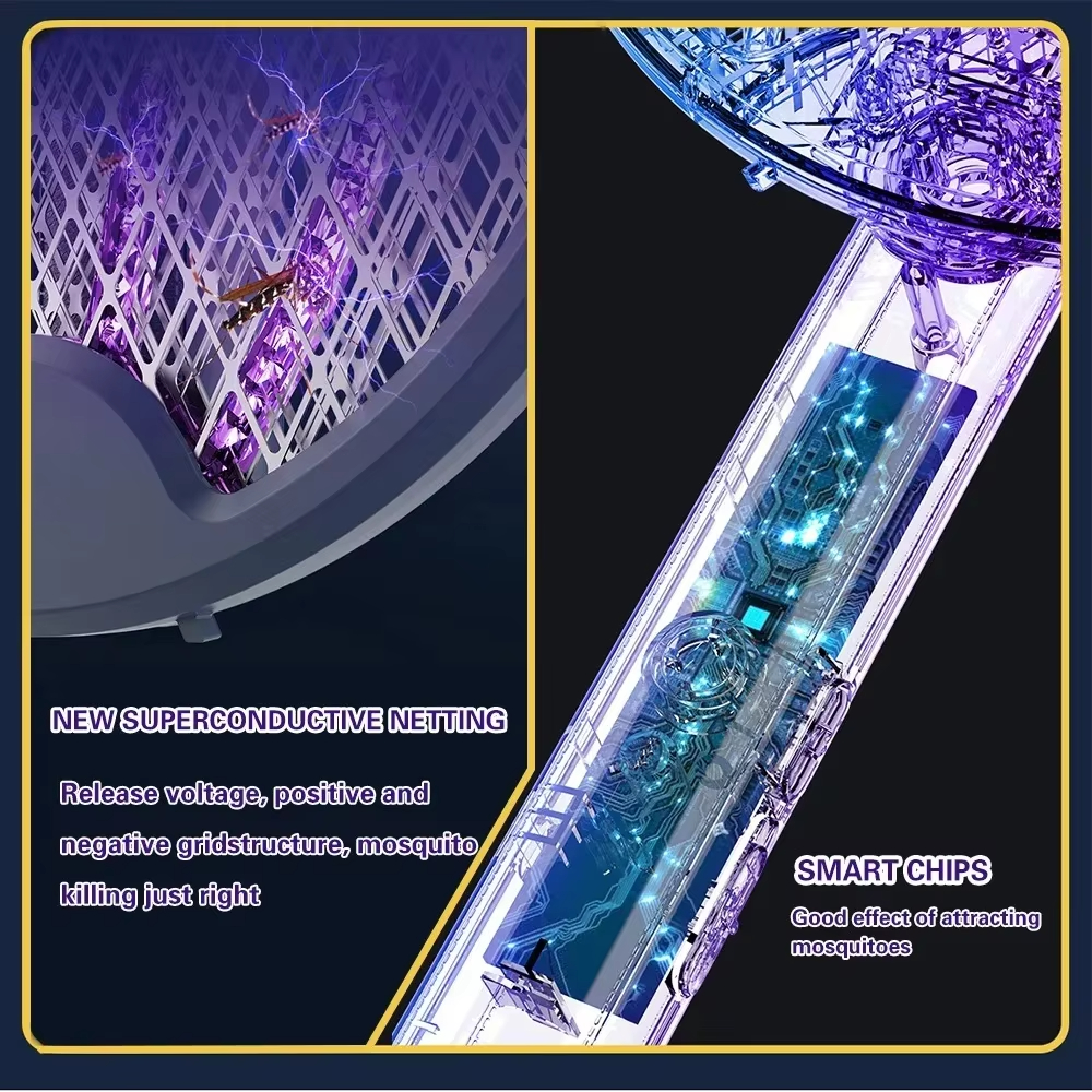 Foldable Electric Mosquito Racket With UV Light USB Rechargeable Bug Zapper 4