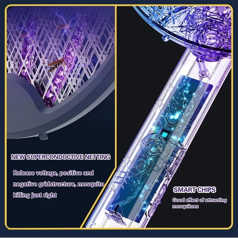Foldable Electric Mosquito Racket With UV Light USB Rechargeable Bug Zapper 4