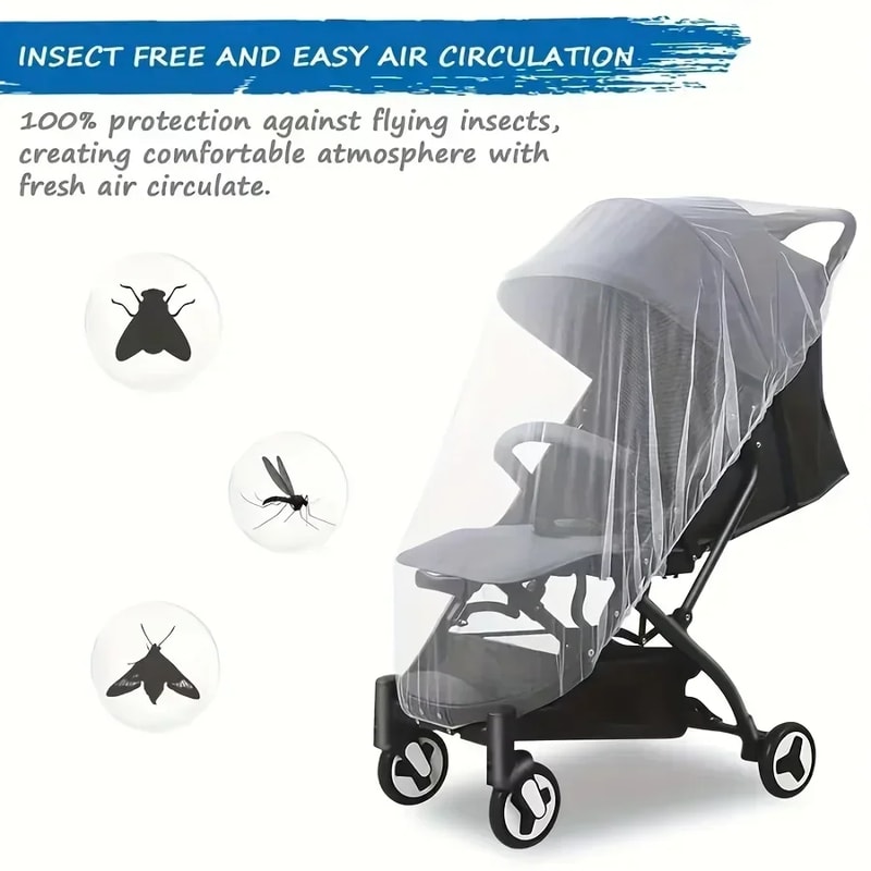 Baby Stroller Mosquito Net & Full Cover Breathable Mesh Sunshade Protection