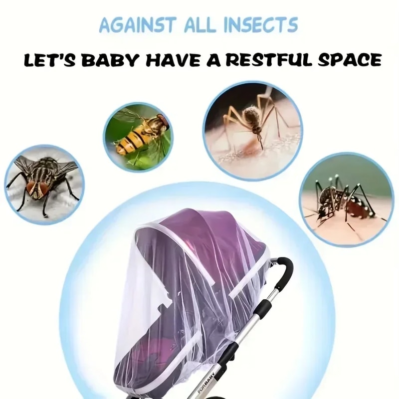 Baby Stroller Mosquito Net & Full Cover Breathable Mesh Sunshade Protection