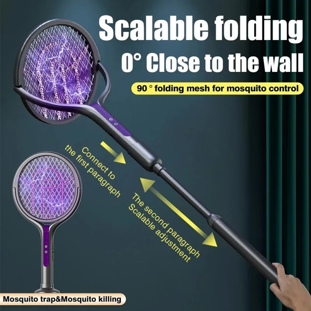Premium Extendable Electric Mosquito Racket Rechargeable Bug Swatter
