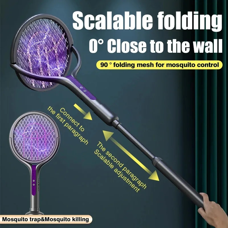 Premium Extendable Electric Mosquito Racket Rechargeable Bug Swatter