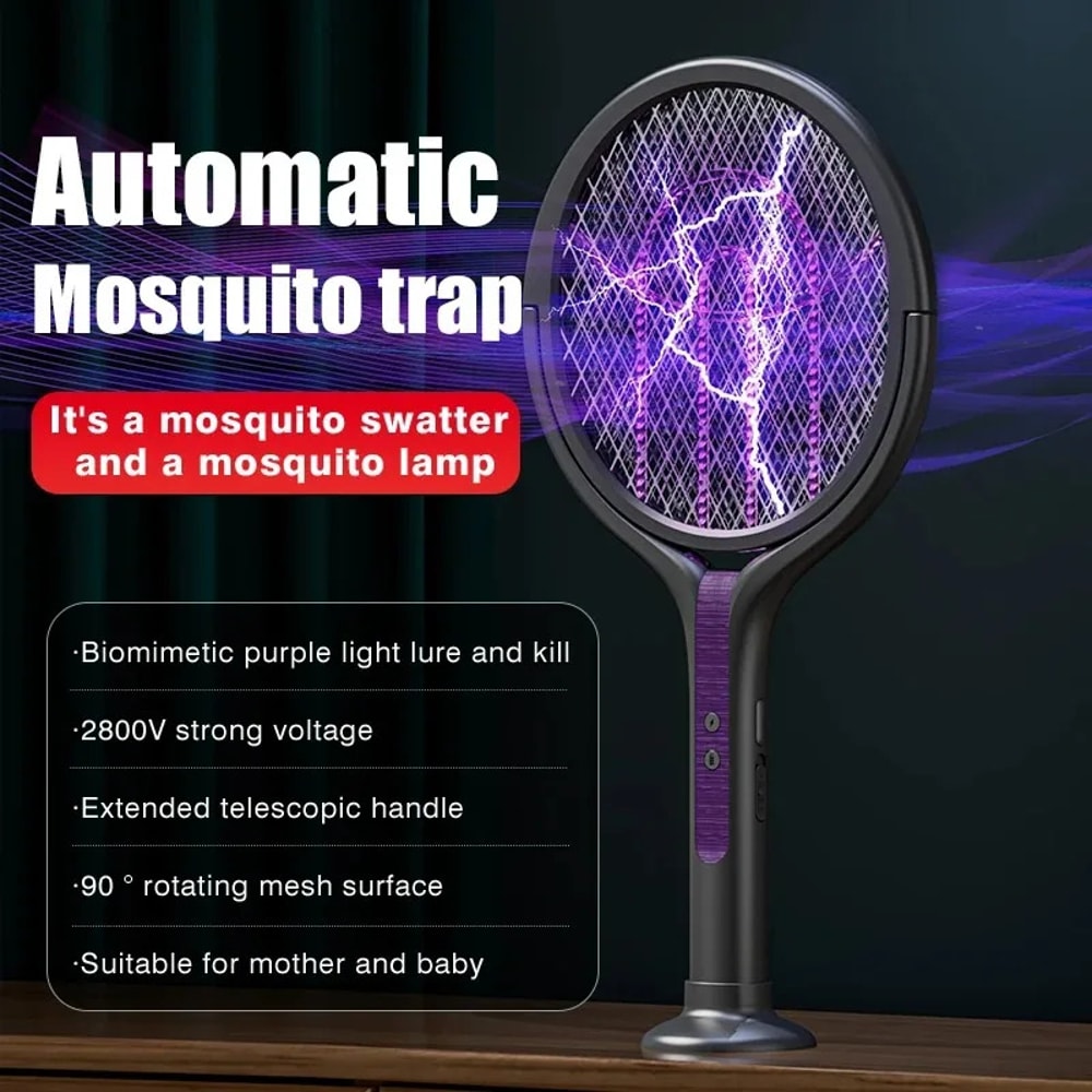 Premium Extendable Electric Mosquito Racket Rechargeable Bug Swatter