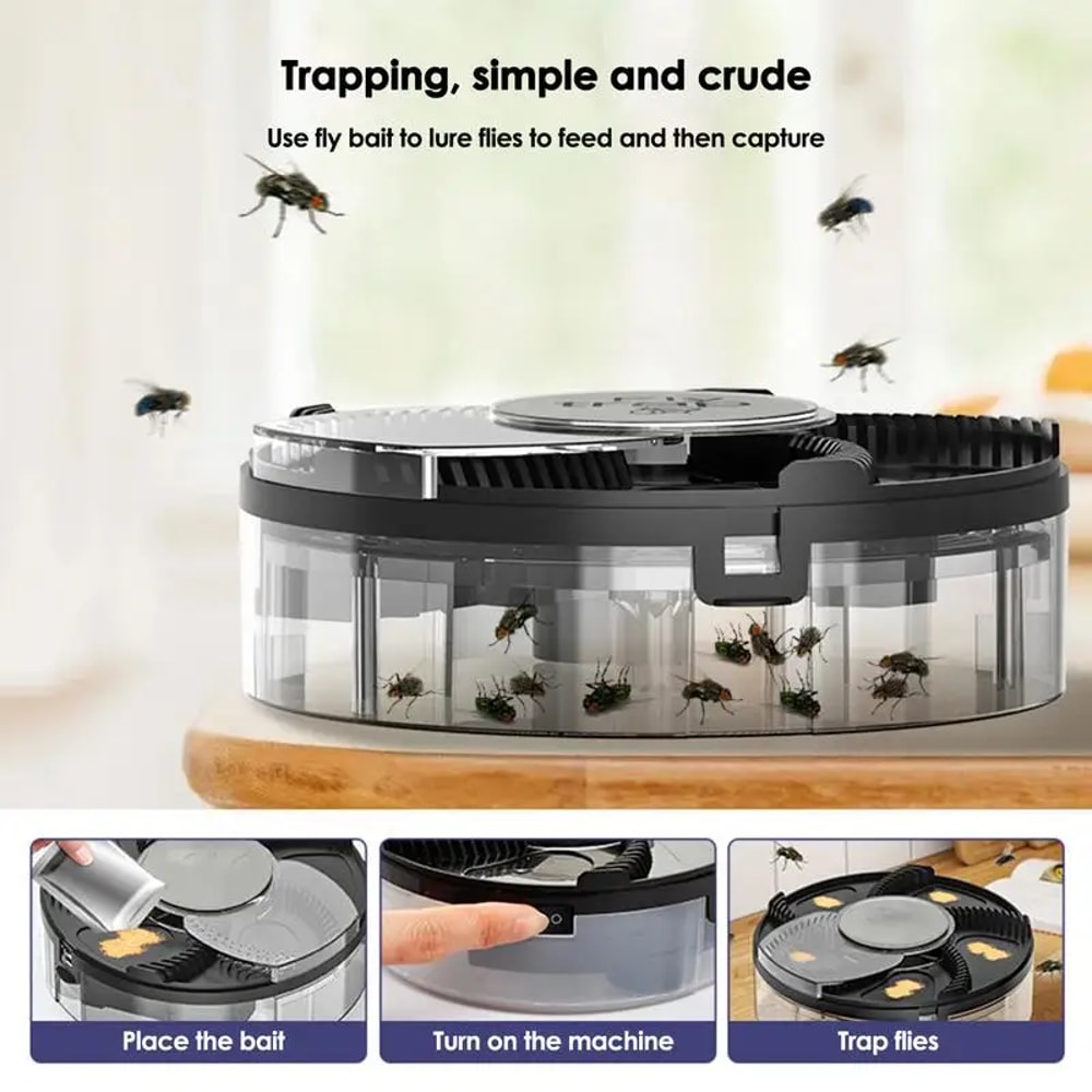Rechargeable Rotating Fly Trap Silent Indoor Pest Control Fly Catcher Device 1
