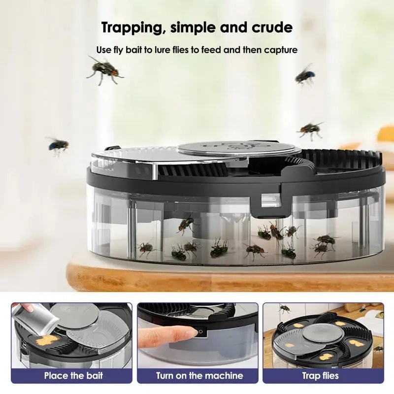Rechargeable Rotating Fly Trap Silent Indoor Pest Control Fly Catcher Device 1