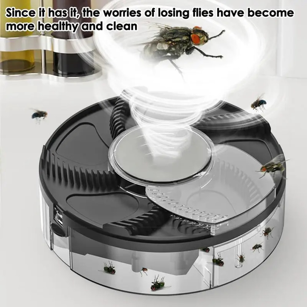 Rechargeable Rotating Fly Trap Silent Indoor Pest Control Fly Catcher Device 2