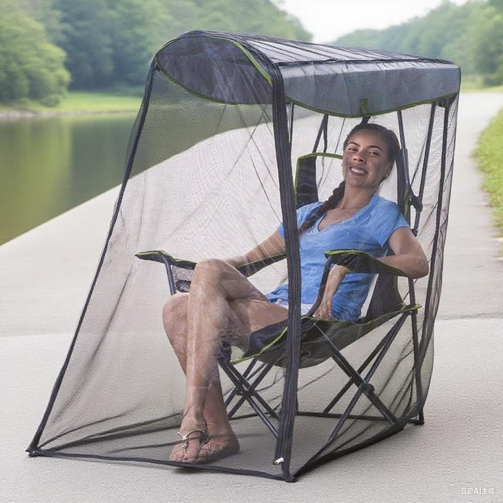 Canopy Chair Mosquito Net Cover with Zipper for Camping Fishing and Outdoor Relaxing