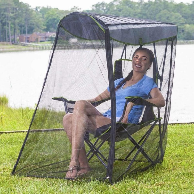 Canopy Chair Mosquito Net Cover with Zipper for Camping Fishing and Outdoor Relaxing