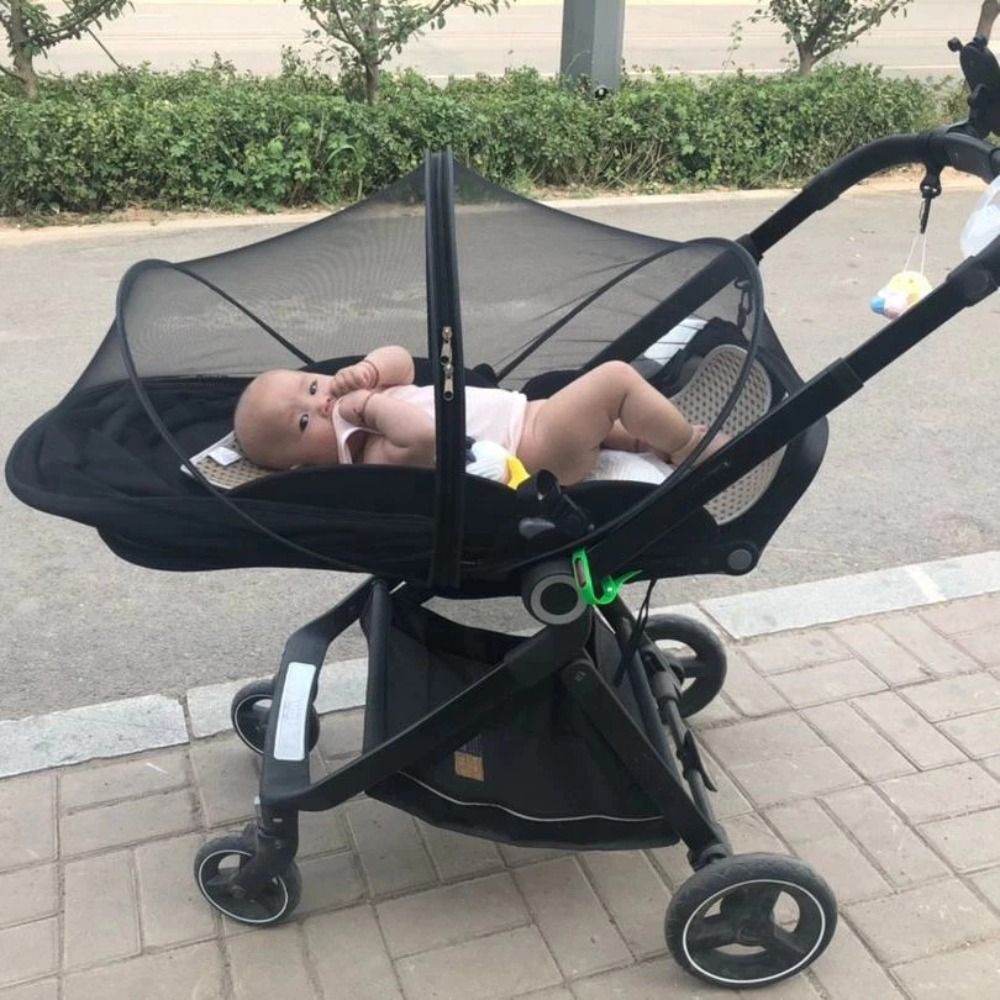 Baby Stroller Mosquito Net & Sunshade Cover with Dual Zipper