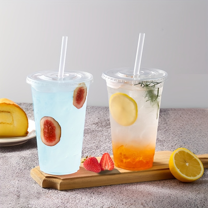Clear Plastic Cups With Lids Disposable Cups For Smoothies Iced Coffee 3