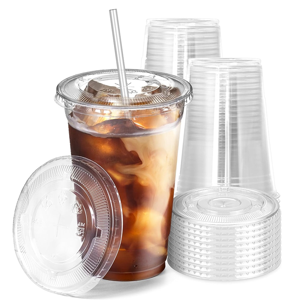 Premium Disposable Plastic Cups With Lids Party Drink Cups For Cold Beverages 0