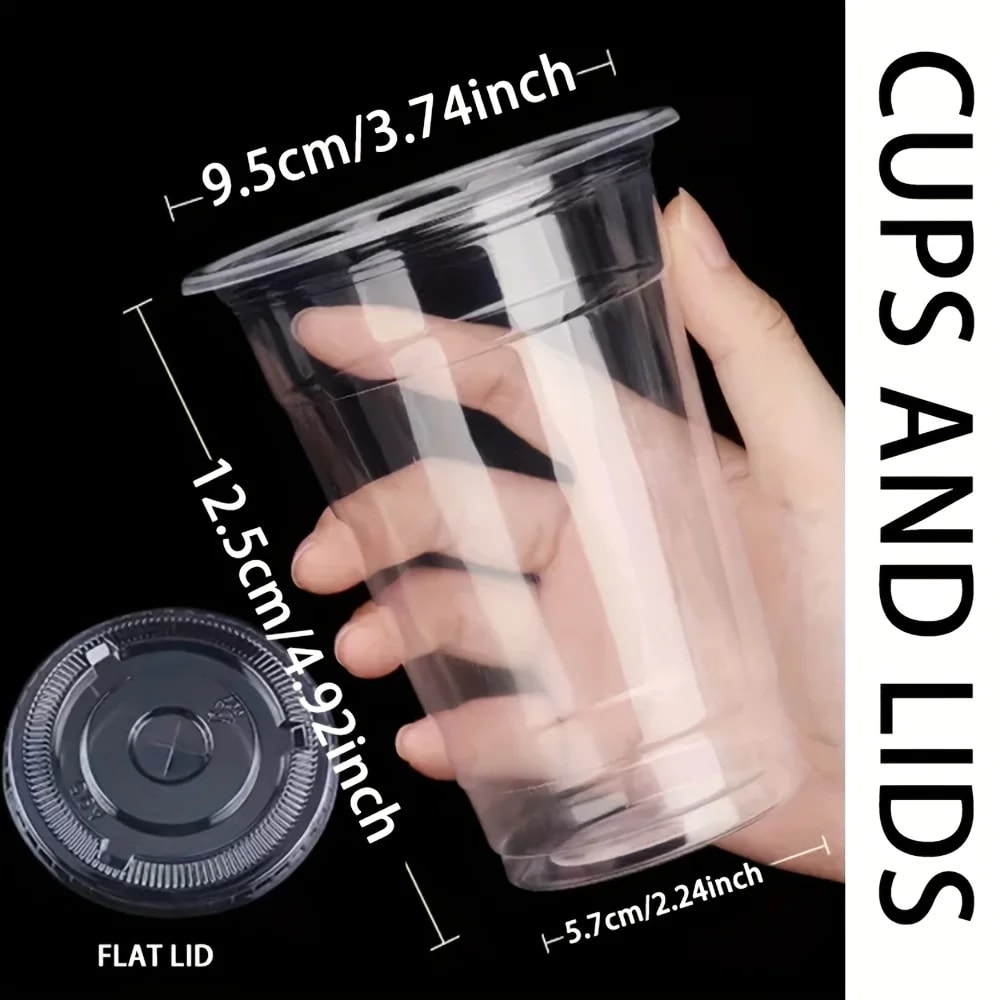Premium Disposable Plastic Cups With Lids Party Drink Cups For Cold Beverages 5