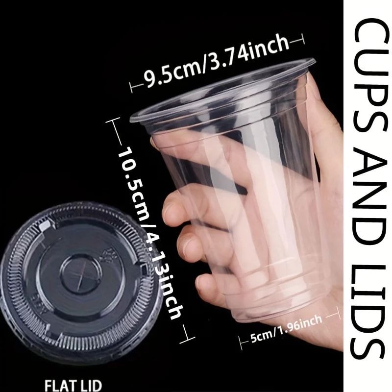 Premium Disposable Plastic Cups With Lids Party Drink Cups For Cold Beverages 4