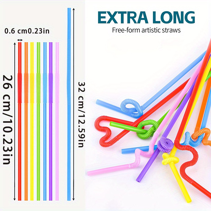 Flexible Disposable Plastic Straws For Boba Tea Smoothies Party Drinks 1