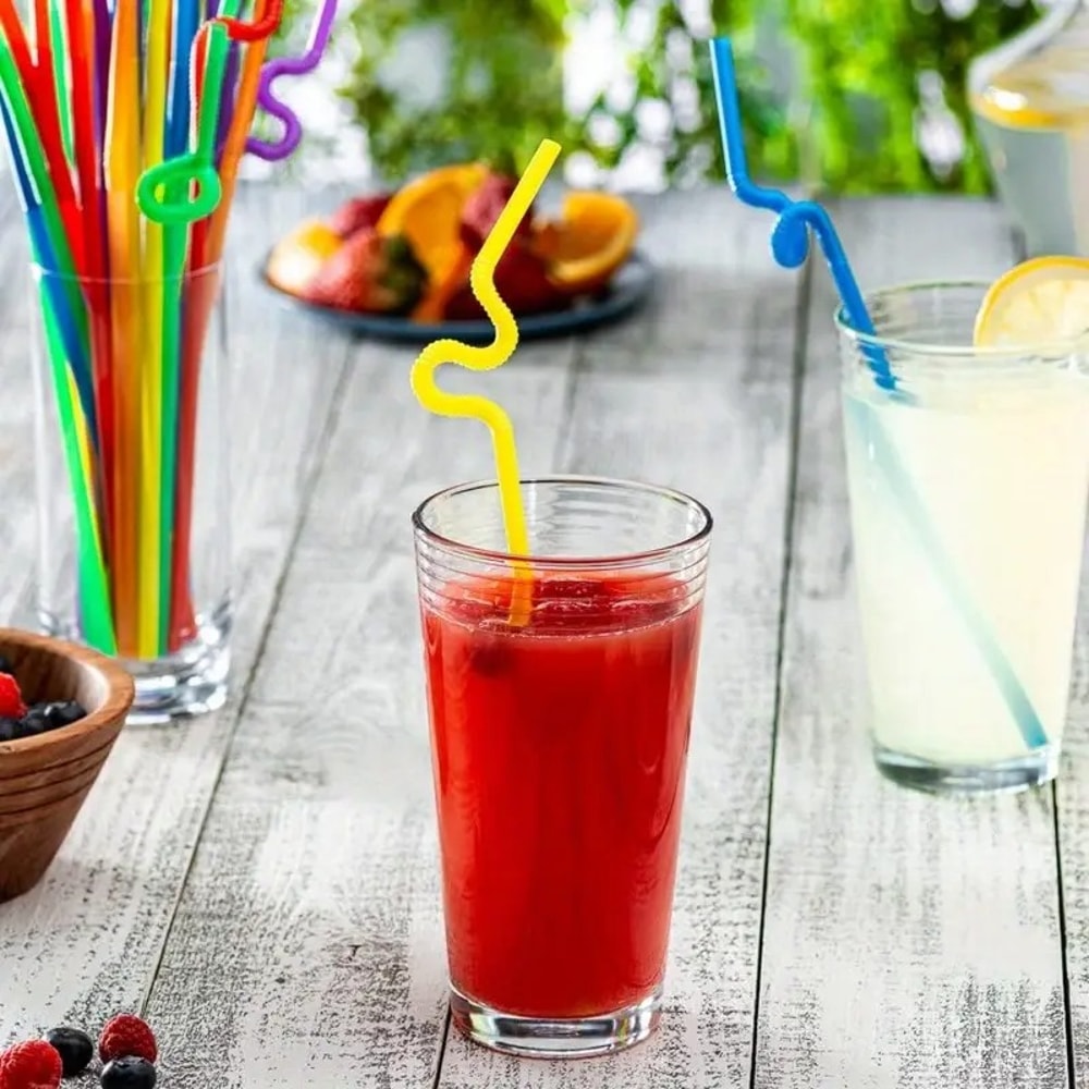 Flexible Disposable Plastic Straws For Boba Tea Smoothies Party Drinks 3