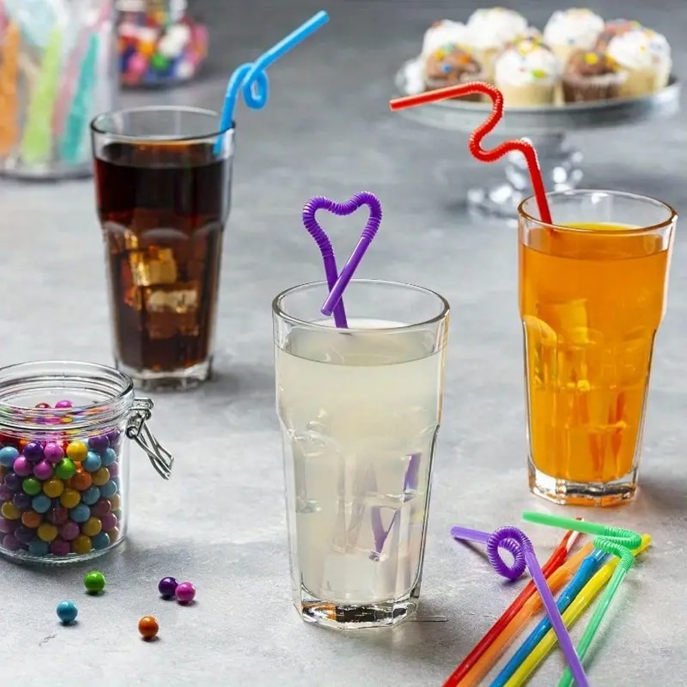 Flexible Disposable Plastic Straws For Boba Tea Smoothies Party Drinks 4