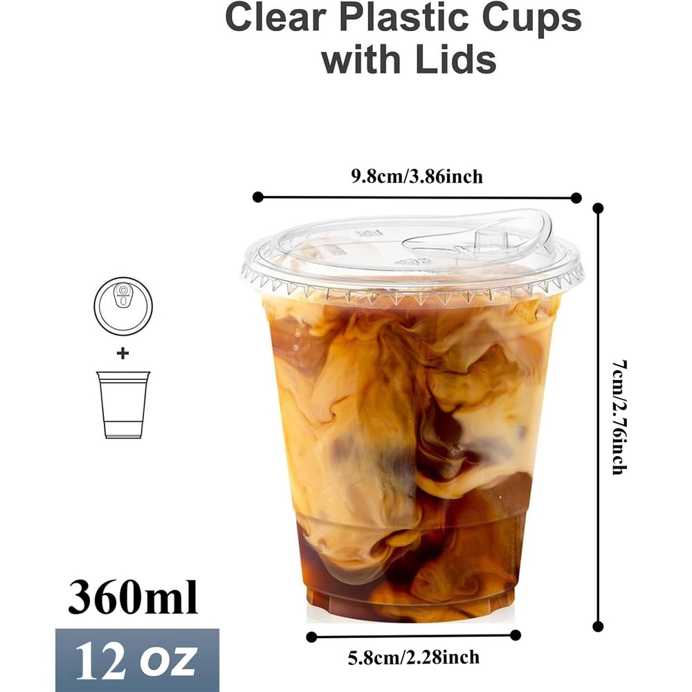 Premium Clear Plastic Cups With Lids Disposable Smoothie Iced Coffee Cups 6
