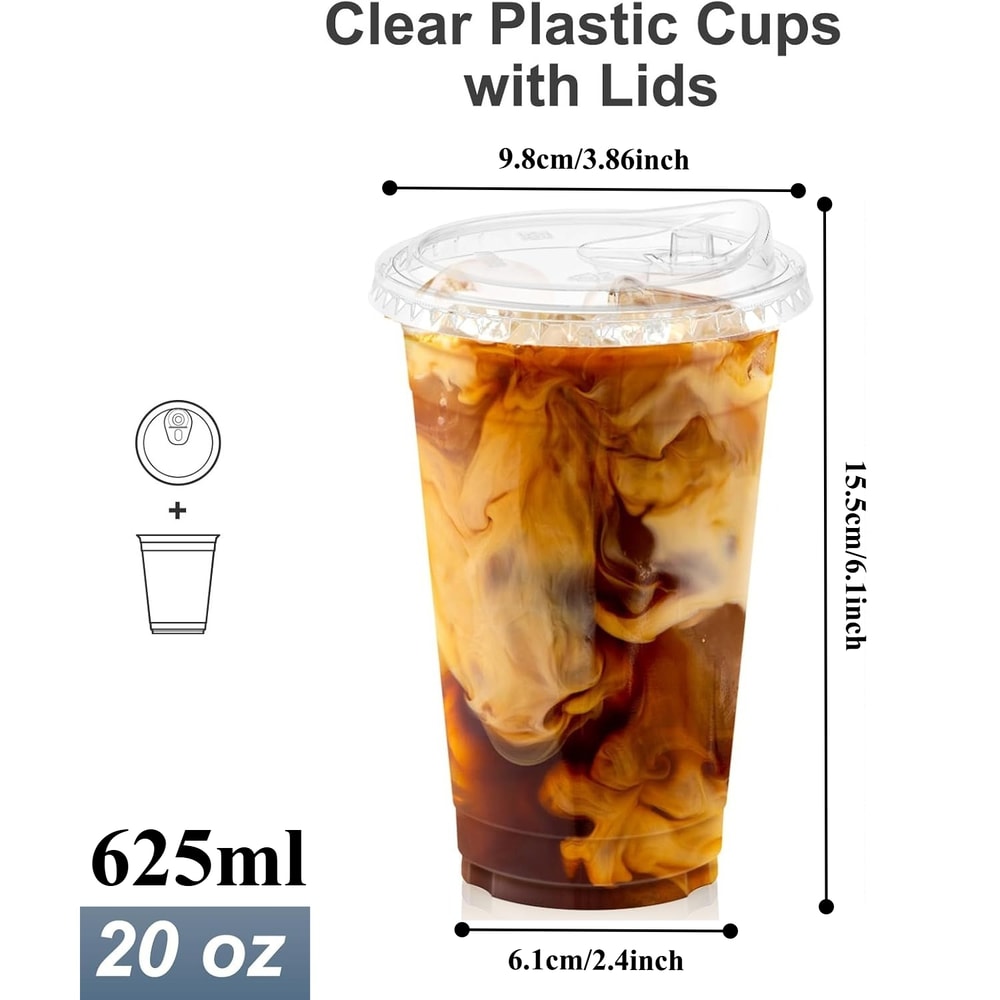 Premium Clear Plastic Cups With Lids Disposable Smoothie Iced Coffee Cups 8