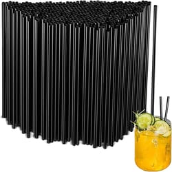 disposable plastic straws & cocktail stirrers black party drink accessories