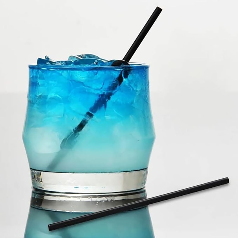 Disposable Plastic Straws Cocktail Stirrers Black Party Drink Accessories 1