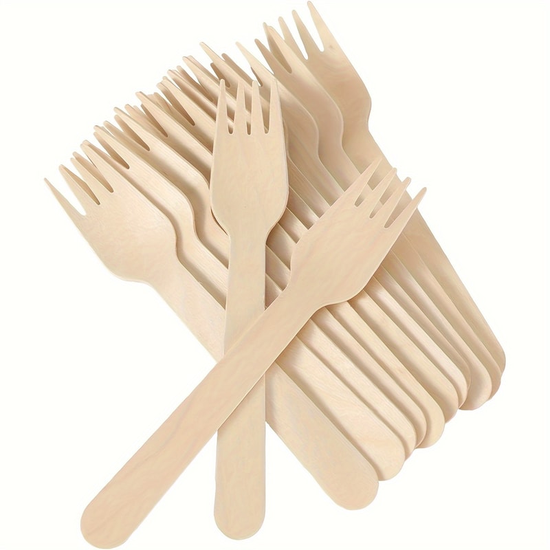 Disposable Wooden Forks for Dessert Cake Salad and Party Tableware