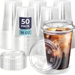 premium disposable plastic cold drink cups with strawless sip lids