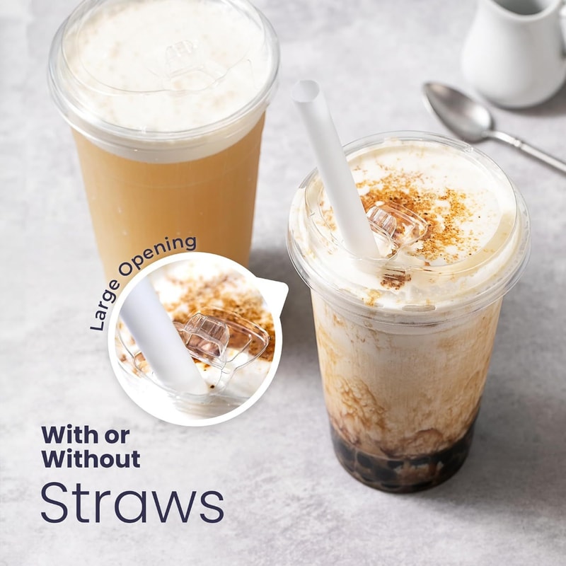 Premium Disposable Plastic Cold Drink Cups With Strawless Sip Lids 3