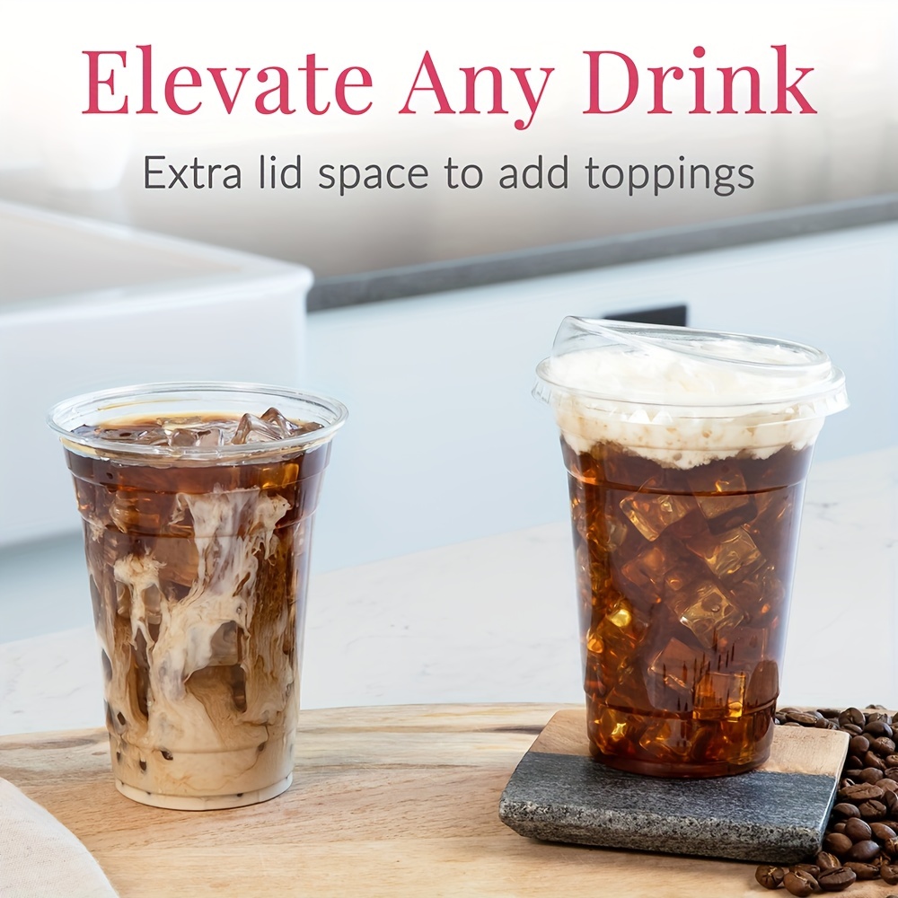 Premium Disposable Plastic Cold Drink Cups With Strawless Sip Lids 4