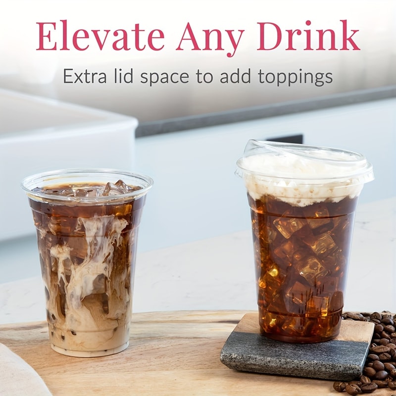 Premium Disposable Plastic Cold Drink Cups With Strawless Sip Lids 4